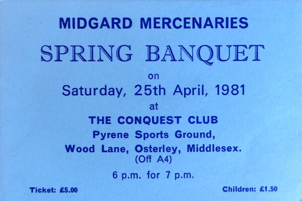 1981 - Midgard Mercenaries banquet invite